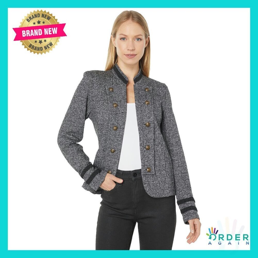 Open Front Band Jacket Military Chic Blazer Alternative Classic Elegant